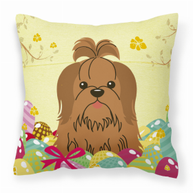 Shih Tzu - Chocolate 2 Easter Eggs Decorative Pillow