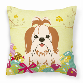 Shih Tzu - Red and White 2 Easter Eggs Decorative Pillow