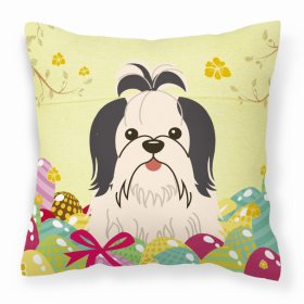 Shih Tzu - Black and White 2 Easter Eggs Decorative Pillow
