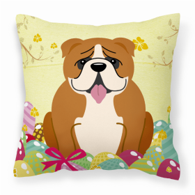 Bulldog - Red and White 2 Easter Eggs Decorative Pillow