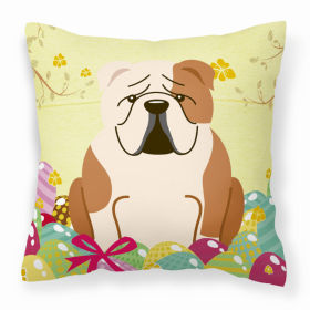 Bulldog - Fawn and White 2 Easter Eggs Decorative Pillow