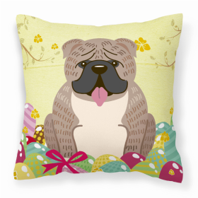 Bulldog - Grey Brindle 2 Easter Eggs Decorative Pillow