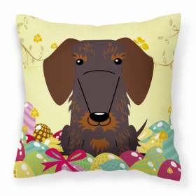 Dachshund - Wire - Chocolate 2 Easter Eggs Decorative Pillow