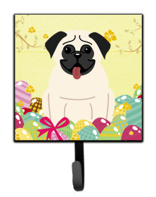 Pug - Cream - Easter Eggs Leash or Key Holder