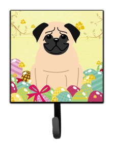 Pug - Fawn - Easter Eggs Leash or Key Holder