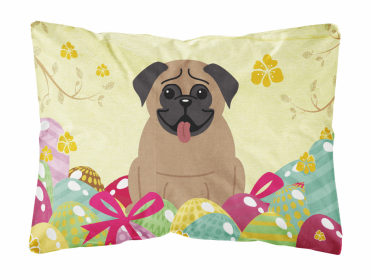 Pug - Dark Brown 1 Easter Eggs Decorative Pillow