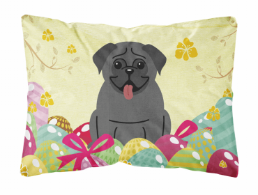 Pug - Black 1 Easter Eggs Decorative Pillow