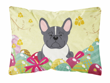 French Bulldog - Black and White 1 Easter Eggs Decorative Pillow