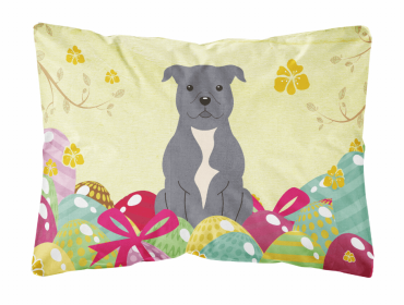 Staffordshire Bull Terrier - Blue 1 Easter Eggs Decorative Pillow