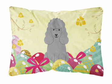 Poodle - Silver 1 Easter Eggs Decorative Pillow