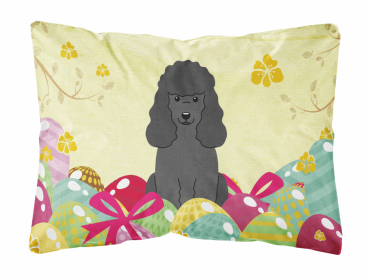 Poodle - Black 1 Easter Eggs Decorative Pillow