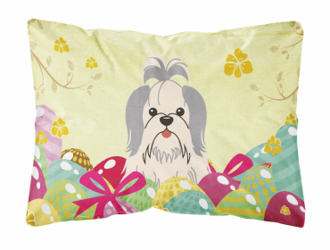 Shih Tzu - Silver and White 1 Easter Eggs Decorative Pillow