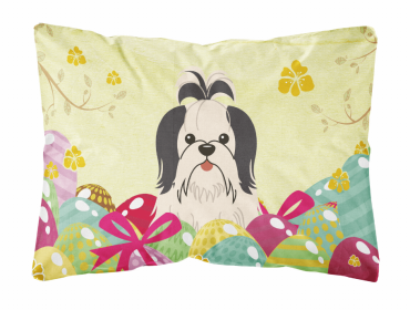 Shih Tzu - Black and White 1 Easter Eggs Decorative Pillow
