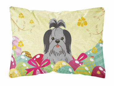 Shih Tzu - Black and Silver 1 Easter Eggs Decorative Pillow
