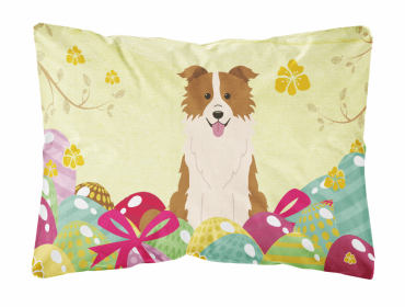 Border Collie - Red and White 1 - Easter Eggs Decorative Pillow