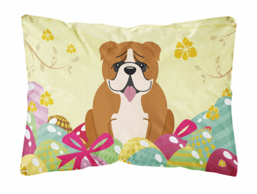 Bulldog - Red and White 1 Easter Eggs Decorative Pillow