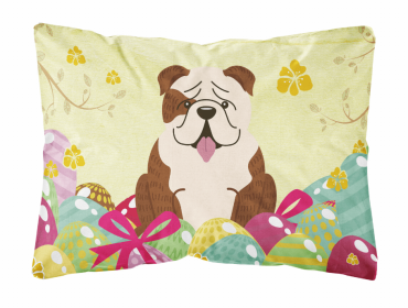 Bulldog - Brindle and White 1 Easter Eggs Decorative Pillow
