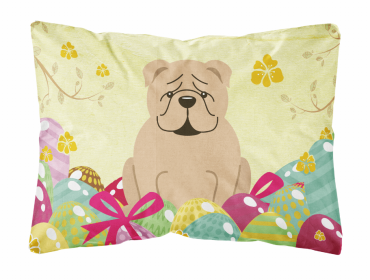 Bulldog - Fawn 1 Easter Eggs Decorative Pillow