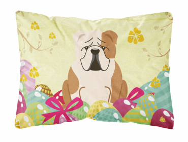 Bulldog - Fawn and White 1 Easter Eggs Decorative Pillow