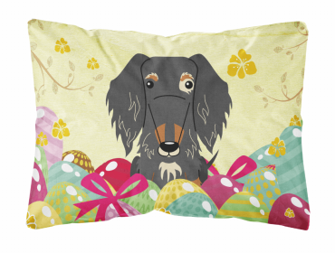 Dachshund - Wire - Dapple 1 Easter Eggs Decorative Pillow