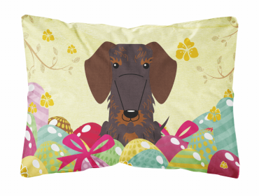 Dachshund - Wire - Chocolate 1 Easter Eggs Decorative Pillow