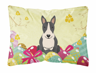Bull Terrier - Black and White 1 Easter Eggs Decorative Pillow