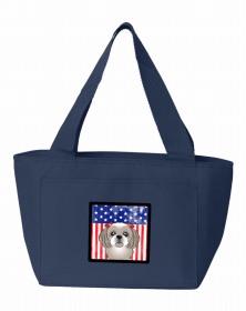 Shih Tuz - Silver and White American Flag Lunch Bag