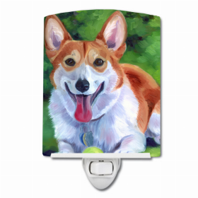 Corgi with green ball Ceramic Nightlight
