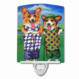 Corgi Golfers Ceramic Nightlight