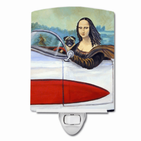 Pug - Fawn - and Mona Lisa Ceramic Nightlight