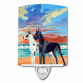 Great Dane - Harlequin and Black - at sunset Ceramic Nightlight