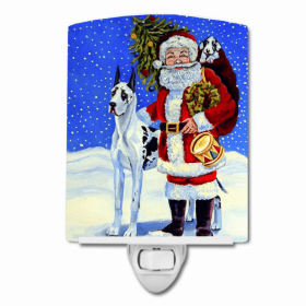 Great Dane - Harlequin - with Santa Claus Ceramic Nightlight