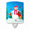 Pug "with Winter Snowman" Ceramic Nightlight