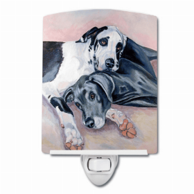 Great Dane - Black and Harlequin - Ceramic Nightlight
