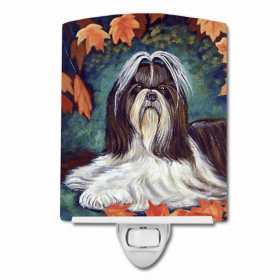 Shih Tzu Autumn Leaves Ceramic Nightlight