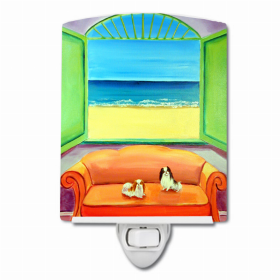 Japanese Chin Couch Sitting Ceramic Nightlight