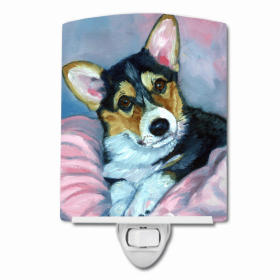 Corgi Puppy with pink blanket Ceramic Nightlight
