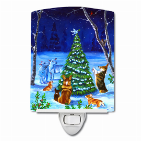 Corgi Christmas Peace Ceramic Nightlight