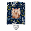 Yorkshire Terrier Blue Flowers Ceramic Nightlight