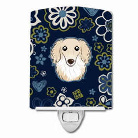 Dachshund - Longhair - Creme - Blue Flowers Nightlight