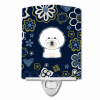 Bichon Frise Blue Flowers Ceramic Nightlight