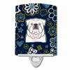 Bulldog - White - Blue Flowers Ceramic Nightlight