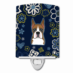 Boxer Blue Flowers Ceramic Nightlight