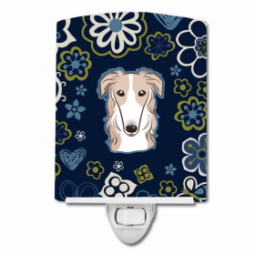 Borzoi Blue Flowers Ceramic Nightlight