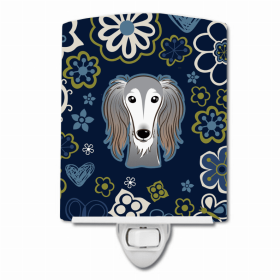 Saluki Blue Flowers Ceramic Nightlight