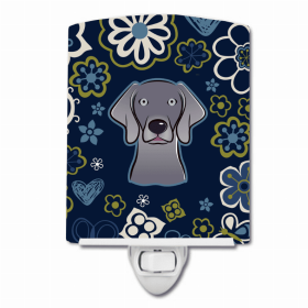 Weimaraner Blue Flowers Ceramic Nightlight