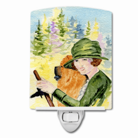 Chow Chow with Lady Driving Ceramic Nightlight