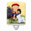 Bichon Frise with her Little Girl Ceramic Nightlight
