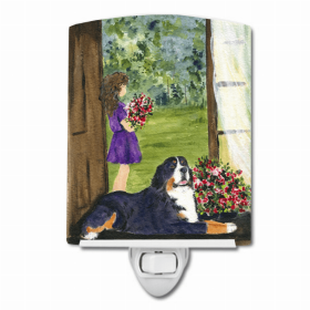 Bernese Mountain Dog with Little Girl Ceramic Nightlight
