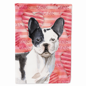 French Bulldog - Black and White - Love Themed House Flag